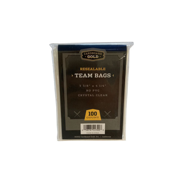Resealable team bags for standard size trading cards